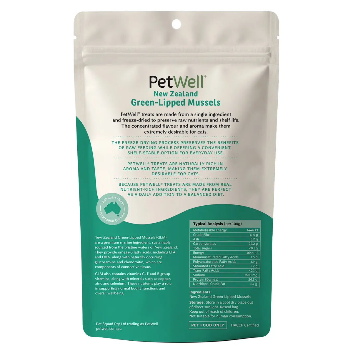 PetWell Freeze Dried NZ Green-Lipped Mussels for CATS