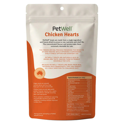 PetWell Freeze Dried Chicken Hearts for CATS