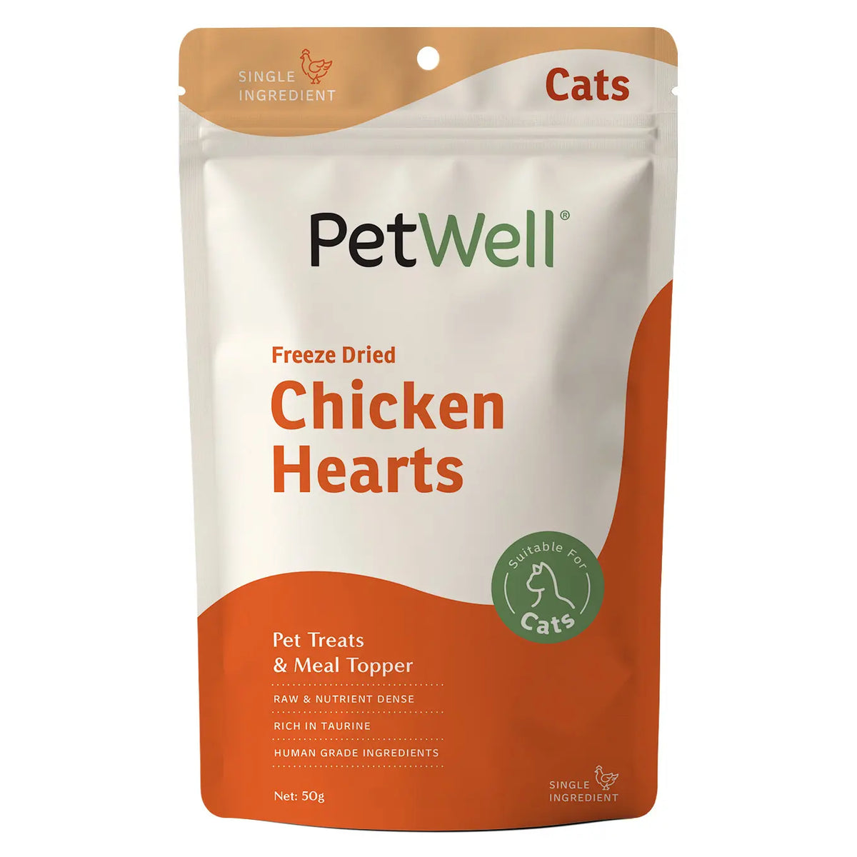 PetWell Freeze Dried Chicken Hearts for CATS