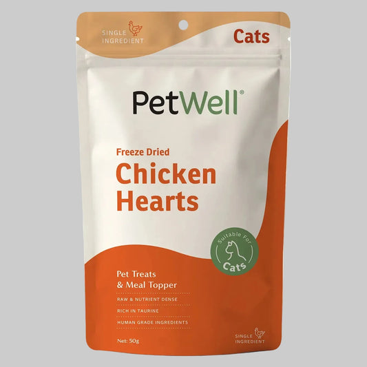 PetWell Freeze Dried Chicken Hearts for CATS