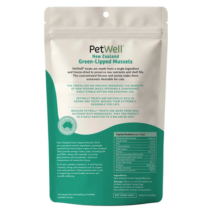 PetWell Freeze Dried NZ Green-Lipped Mussels for CATS