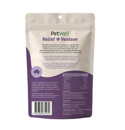 RELIEF + Venison RAW Freeze Dried TREATS